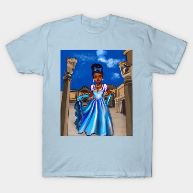 Princess in Roman inspired courtyard   ! beautiful  black girl with Afro hair, brown eyes and dark brown skin. Hair love ! T-Shirt by Artonmytee